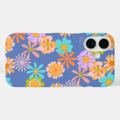 Retro Hippie Blume Muster in Blau Case-Mate iPhone Hülle (Rückseite (Horizontal))