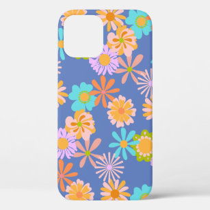 Retro Hippie Blume Muster in Blau  Case-Mate iPhone Hülle