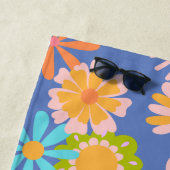 Retro Hippie Blume Muster in Blau Strandtuch (Beispiel)