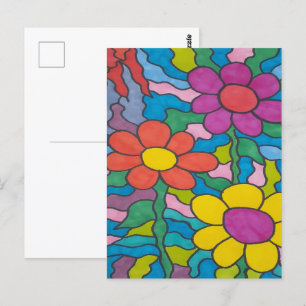 Retro Hippie Blume Postkarte