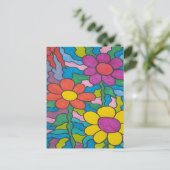 Retro Hippie Blume Postkarte (Stehend Vorderseite)