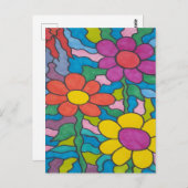 Retro Hippie Blume Postkarte (Vorne/Hinten)
