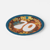 Retro Hippie Blume Power 70. Geburtstag Pappteller (Schrägansicht)
