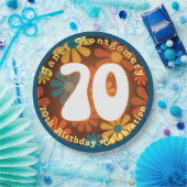 Retro Hippie Blume Power 70. Geburtstag Pappteller (Party)
