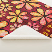 Retro Hippie Blume Power mit Hintergrund aus Rotem Sherpadecke (3/4)