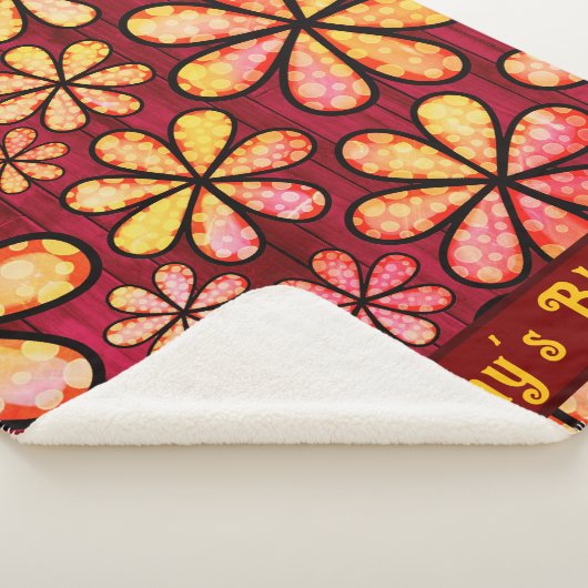 Retro Hippie Blume Power mit Hintergrund aus Rotem Sherpadecke (3/4)