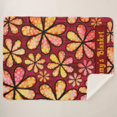 Retro Hippie Blume Power mit Hintergrund aus Rotem Sherpadecke (Vorderseite (Horizontal))