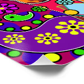 Retro Hippie Blume Power Paisley Cat Pop Art Poster (Ecke)