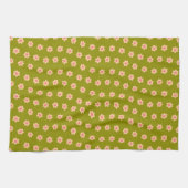 Retro Hippie-Blume über Olive Green Geschirrtuch (Horizontal)