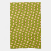 Retro Hippie-Blume über Olive Green Geschirrtuch (Vertikal)