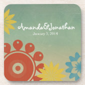 Retro-Hippie-Blume Untersetzer (Vorderseite)