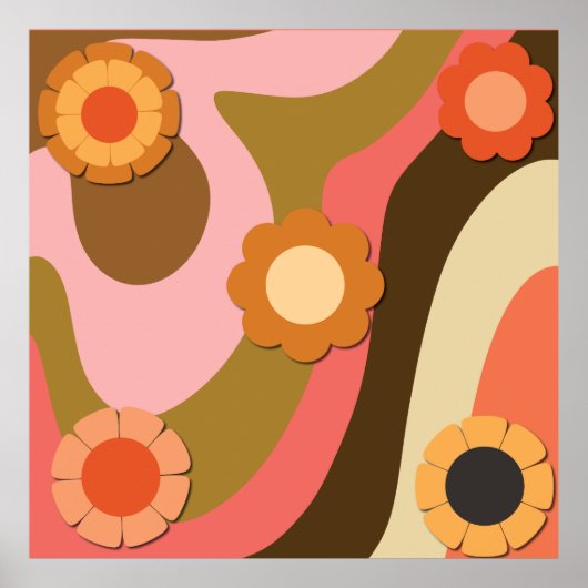 Retro Hippie Blume Wirbel Poster (Vorne)