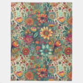 Retro Hippie: Blumen-Teppichdecke Fleecedecke (Vorderseite)