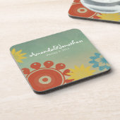 Retro-Hippie-Blumen Untersetzer (Linke Seite)
