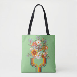 Retro-Hippie Blumendesign, Tote-Tasche Tasche