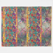 Retro Hippie: Blumenfantasie Fleecedecke (Vorderseite (Horizontal))