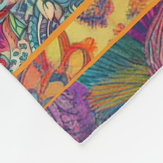 Retro Hippie: Blumenfantasie Fleecedecke (Ecke)