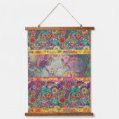 Retro Hippie: Blumenfantasie Wandteppich Mit Holzrahmen (Vorderseite)