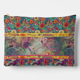 Retro Hippie: Blumenfantasy Zippered Pouch Zubehörtasche