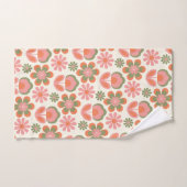 Retro Hippie Boho 70er Blume Muster Rosa Grün Badhandtuch Set (Handtuch)