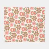 Retro Hippie Boho 70er Blume Muster Rosa Grün  Fleecedecke (Vorderseite (Horizontal))