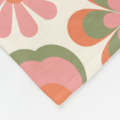 Retro Hippie Boho 70er Blume Muster Rosa Grün  Fleecedecke (Ecke)