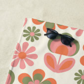 Retro Hippie Boho 70er Blume Muster Rosa Grün  Strandtuch (Beispiel)