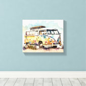 Retro Hippie Bus Leinwanddruck (Insitu (Holzboden))