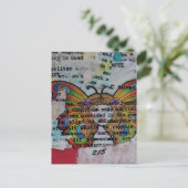 Retro Hippie Butterfly Woman Mixed Media Collage Postkarte (Stehend Vorderseite)