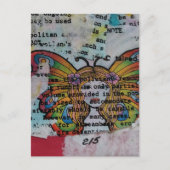 Retro Hippie Butterfly Woman Mixed Media Collage Postkarte (Vorderseite)