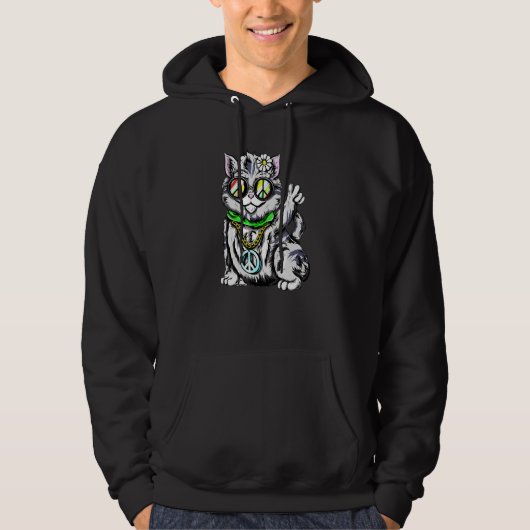 Retro Hippie Cat Hoodie (Vorderseite)