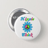 Retro Hippie Chick Peace Blume Button (Vorne & Hinten)