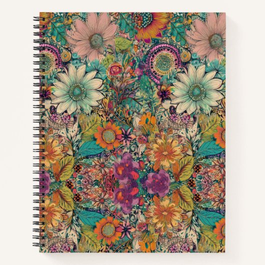 Retro Hippie: Daisy Garden Notebook Notizblock (Vorderseite)