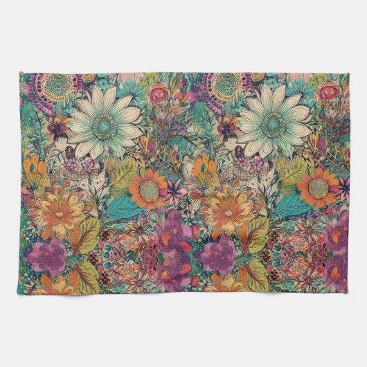 Retro Hippie Daisy Küchentuch (Horizontal)