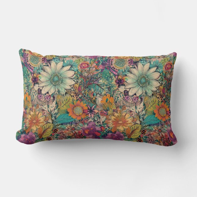 Retro Hippie: Daisy Lumbar Pillow Lendenkissen (Vorderseite)
