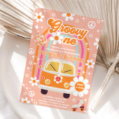 Retro Hippie Daisy Rainbow Groovy One 1st Birthday Einladung