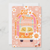 Retro Hippie Daisy Rainbow Two Groovy 2nd Birthday Einladung (Vorderseite)