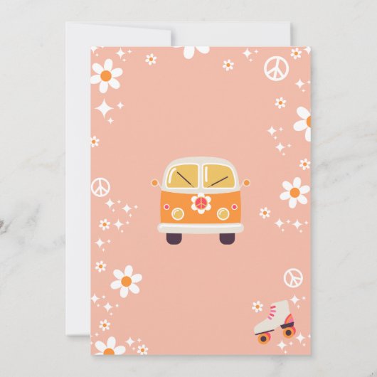 Retro Hippie Daisy Rainbow Two Groovy 2nd Birthday Einladung (Rückseite)