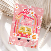 Retro Hippie Daisy Rainbow Two Groovy 2nd Birthday Einladung