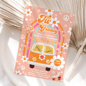 Retro Hippie Daisy Rainbow Two Groovy 2nd Birthday Einladung