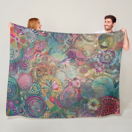 Retro Hippie: Fantasy-Decke Fleecedecke (Beispiel)