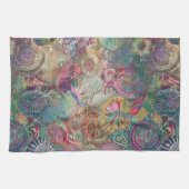 Retro Hippie Fantasy Kittuch Geschirrtuch (Horizontal)