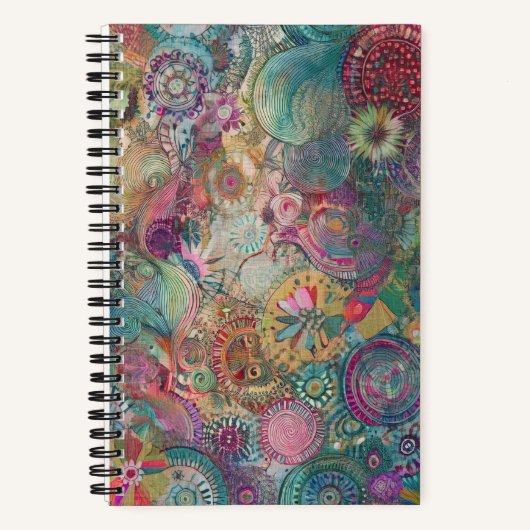 Retro Hippie: Fantasy Spiral Notebook Notizblock (Vorderseite)