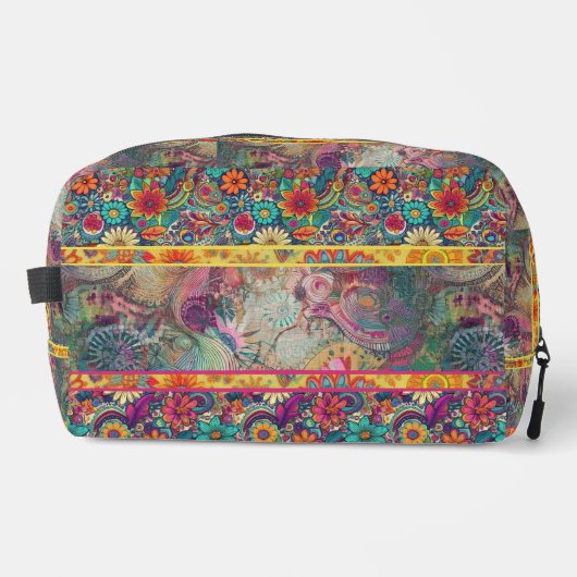 Retro Hippie: Fantasy Toilettentasche Waschbeutel (Vorderseite)