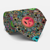 Retro Hippie farbenfrohe 60er Muster Krawatte (Gerollt)