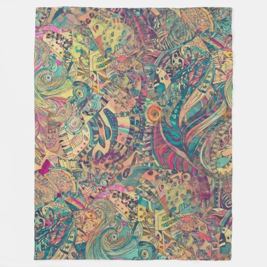 Retro Hippie: Farbenfrohe Mosiac Blanket Fleecedecke (Vorderseite)