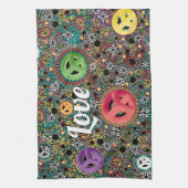 Retro Hippie farbige Kreise 60er Muster Geschirrtuch (Vertikal)