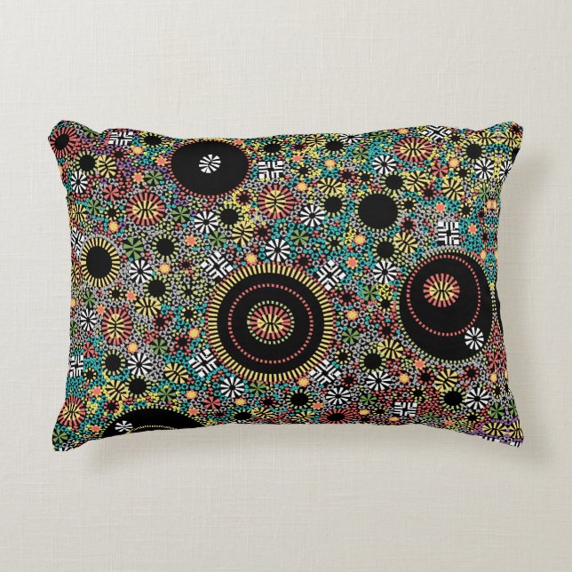 Retro Hippie Farbpattern der 60er Dekokissen (Vorderseite)