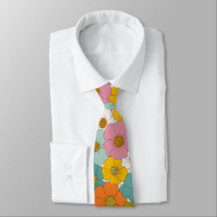 Retro Hippie Floral Geburtstag Krawatte