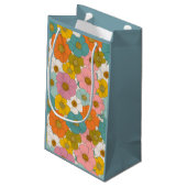 Retro Hippie Floral Kleine Geschenktüte (Rückseite Schrägansicht)